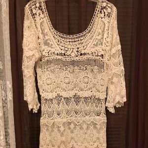 Off white crochet lace dress